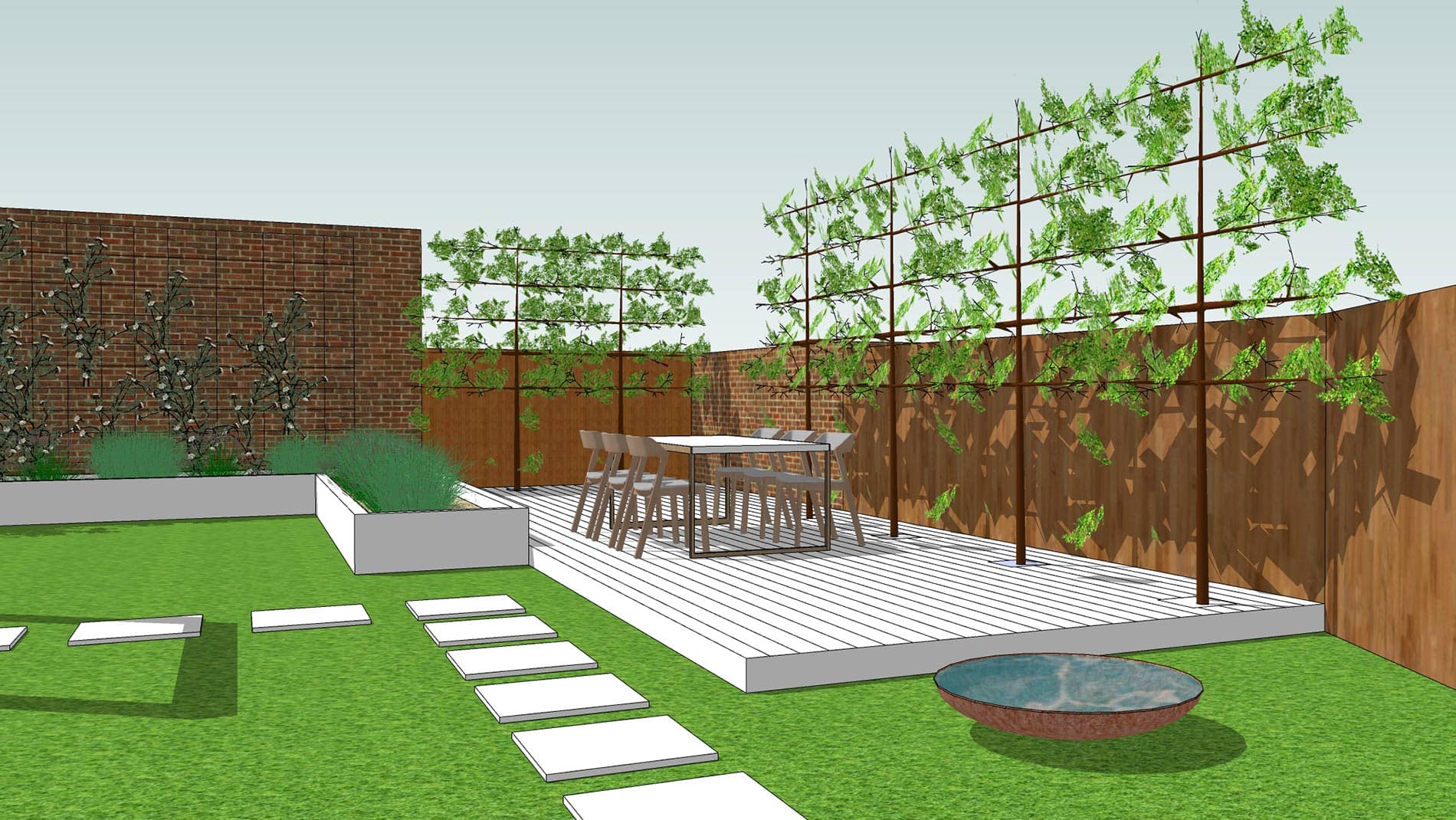 New build garden design 3D